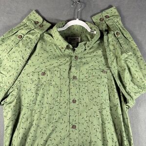 Duluth Flannel Shirt Mens L Fits XL Green Christmas Lights Button Down